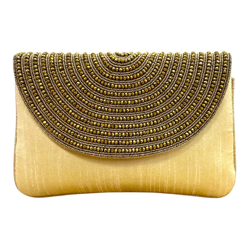 Golden Beaded Evening Clutch – A