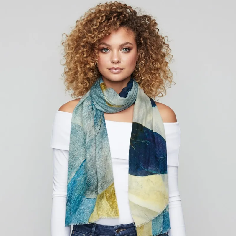Golden Bloom Abstract Scarf – Pure