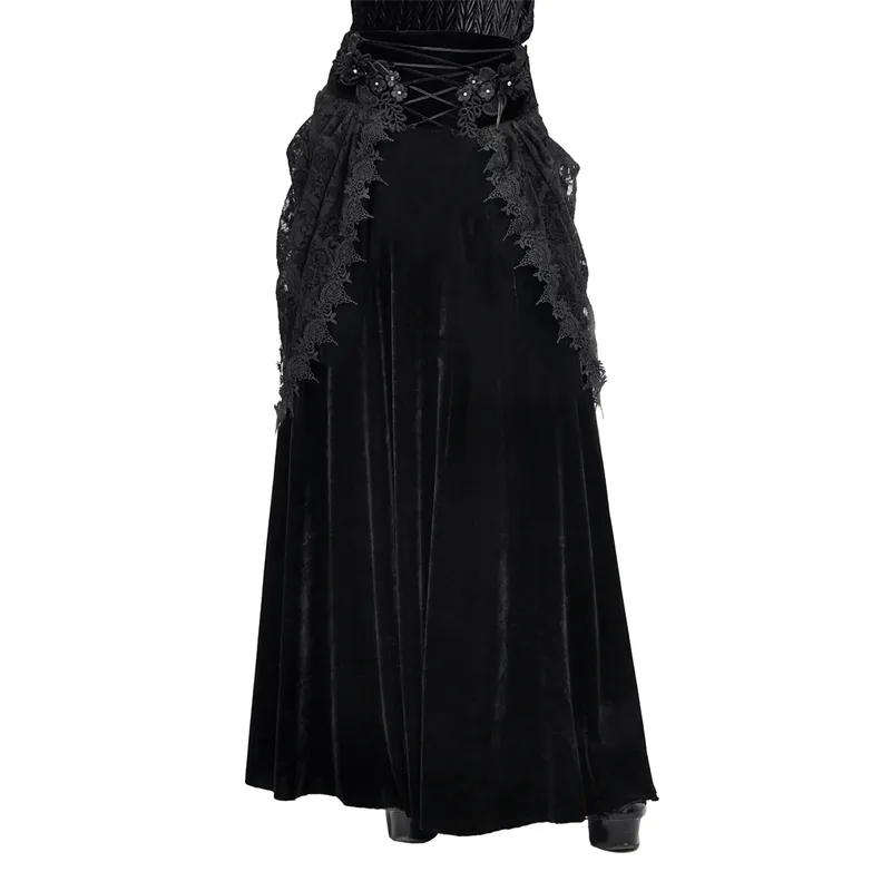 Gothic Black Velvet Skirt