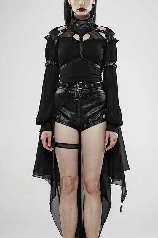 Gothic Leather Strap Cloak