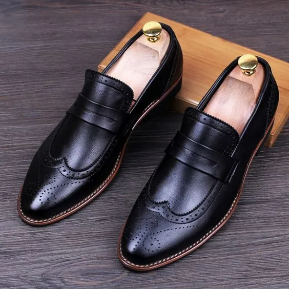 Handmade Black Leather Penny Loafers