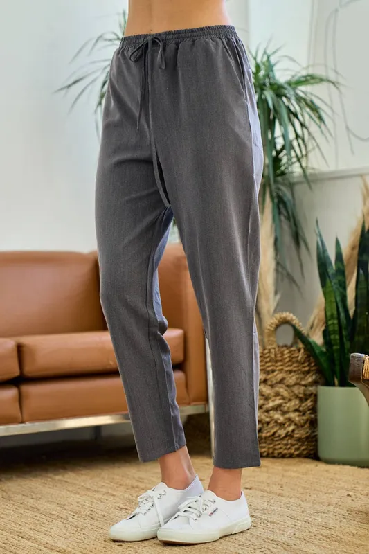 Harper Slim Fit Charcoal Drawstring Pants