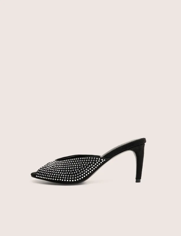 Heels Norma Black Embellished Mule Heels