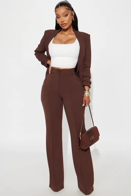 Heidi Wide Leg Trouser Pant Chocolate