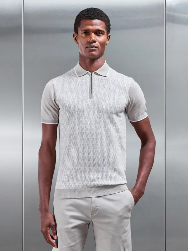 Herringbone Zip Polo