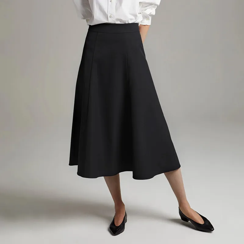 High-waist A-line Midi Skirt