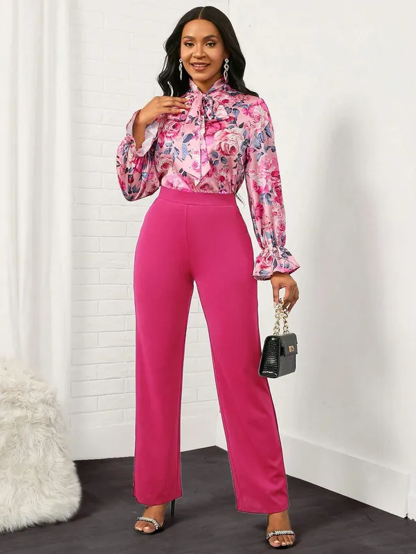 High Waist Straight Leg Pants