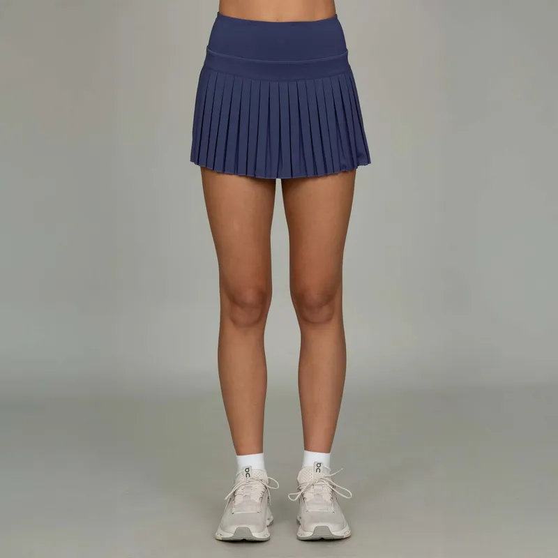 High-waisted Pleated Tennis Skort In Navy