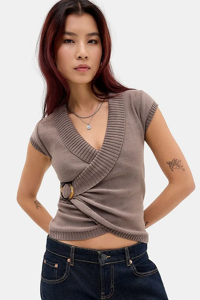 Motel Josina Wrap Knit Top
