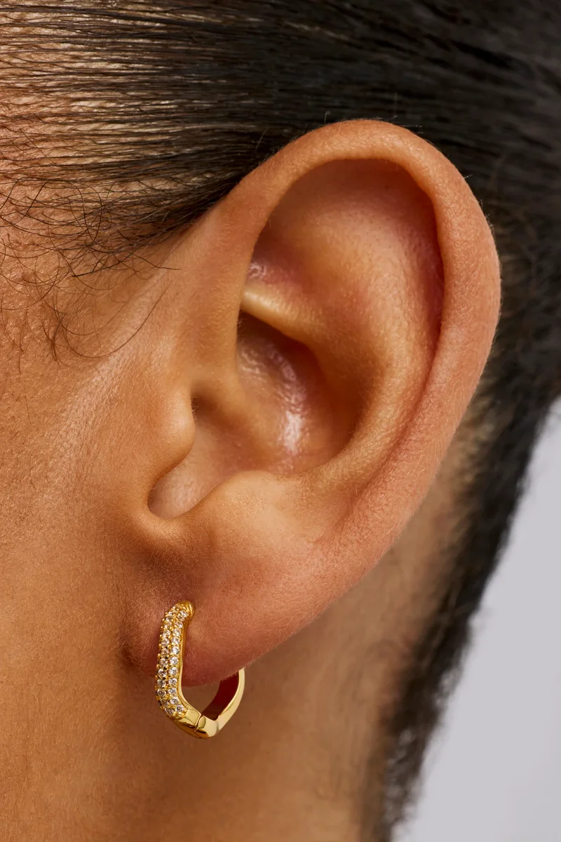 Iced Asymmetric Hoop Earrings