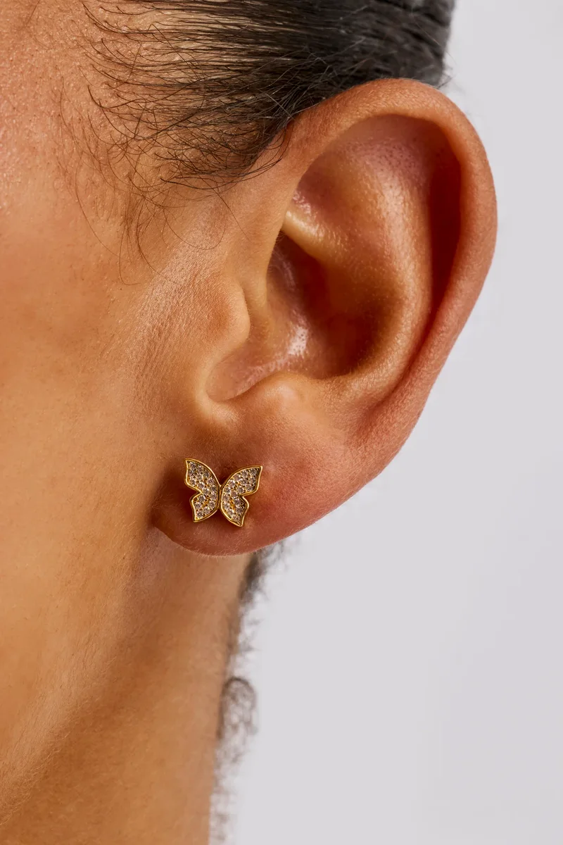 Iced Butterfly Stud Earring