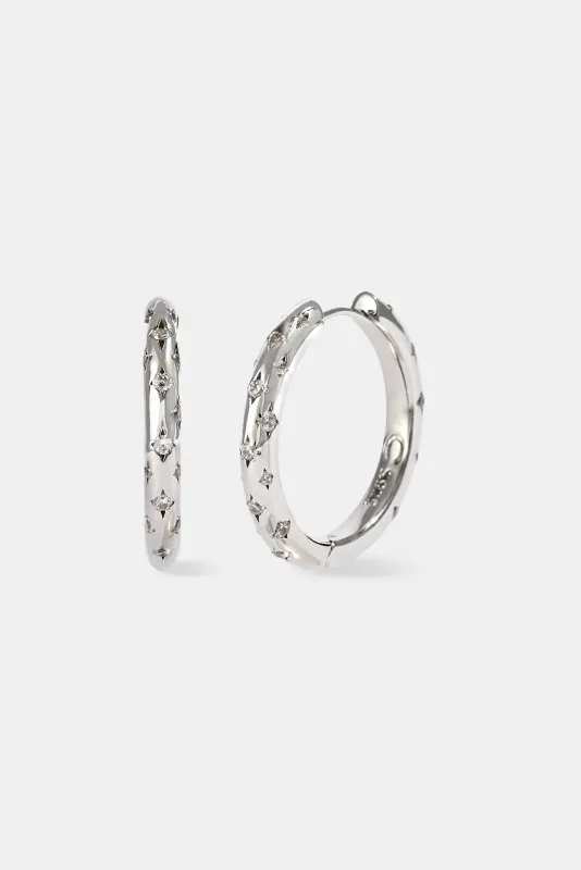 Iced Gemstone Hoop Earrings