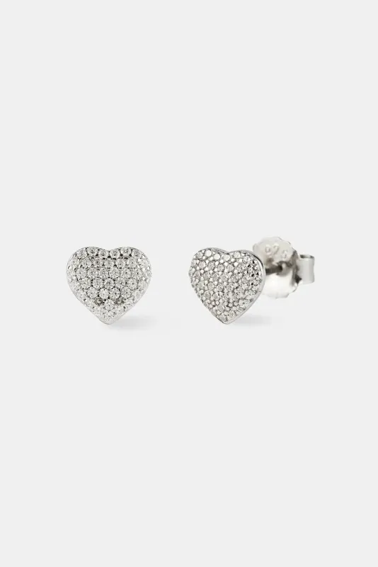 Iced Heart Stud Earrings