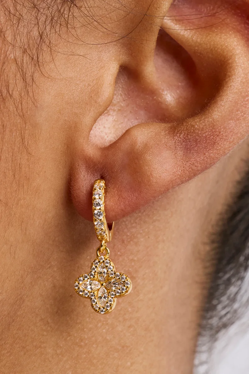 Iced Motif Drop Earrings