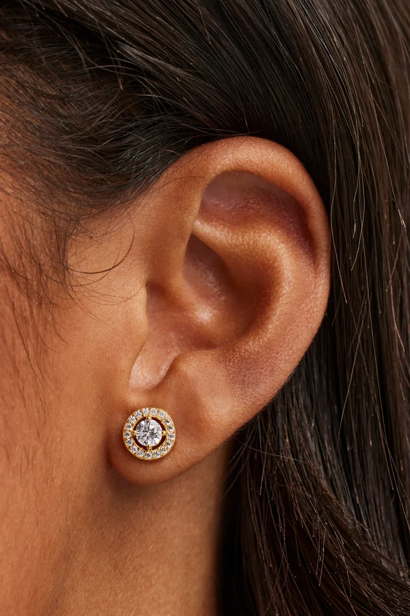 Iced Round Cluster Stud