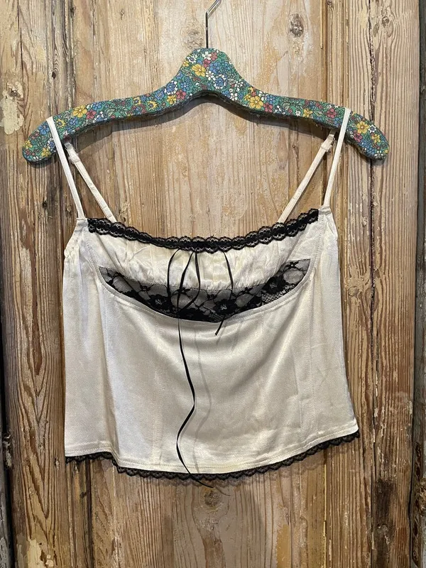 Ivory & Black Satin Cami