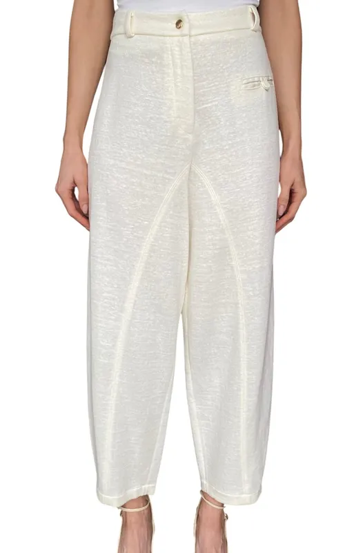 Ivory Jersey Knit Relaxed Trousers