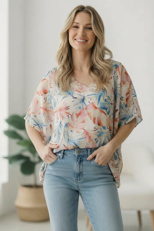 Ivory Tropic Woven Blouse