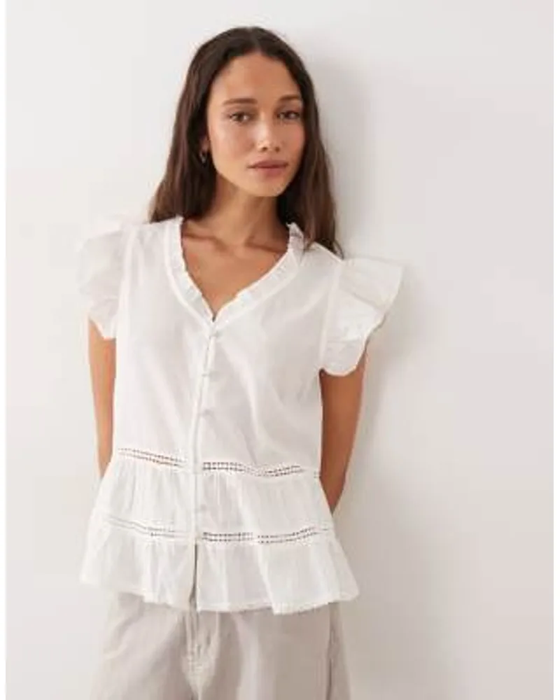 JDY Sleeveless V-Neck Shirt with Frill Detail