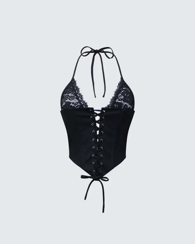 Jennie Black Lace Halter Corset Top