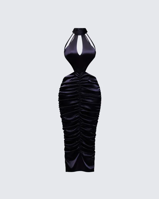 Junia Black Ruched Midi