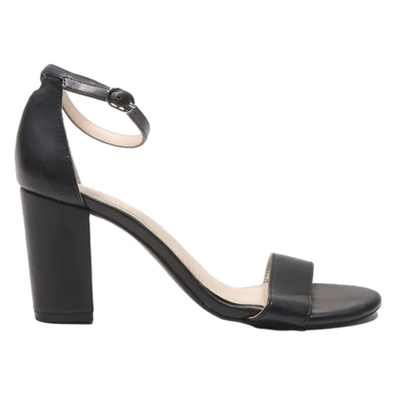Kelly & Kate Strappy Heels Black Leather