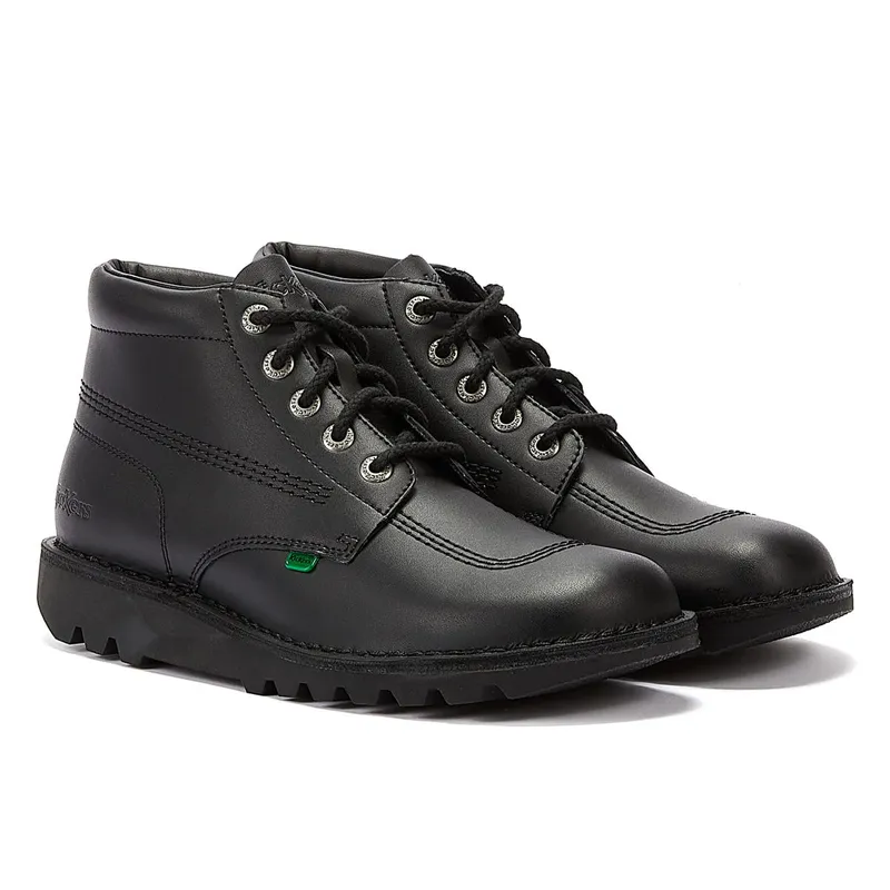 Kick Hi Black Leather Ankle Boots