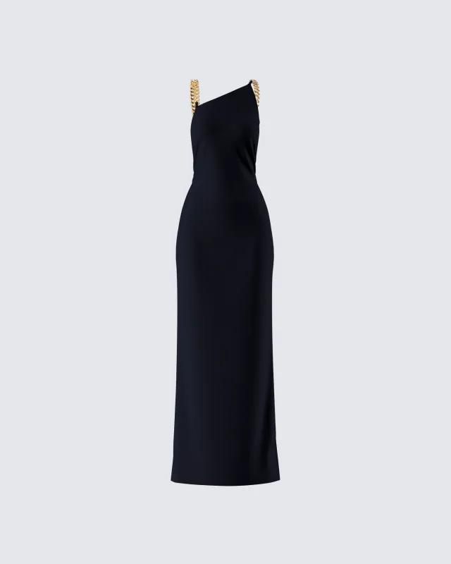 Kippa Black Asymmetrical Chain Gown