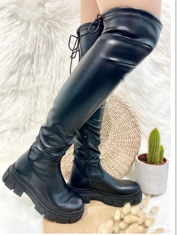 Knee High Long Boots -black