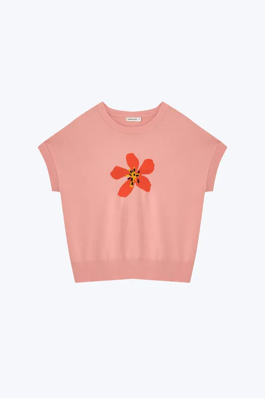 Knitted Floral Top Blush