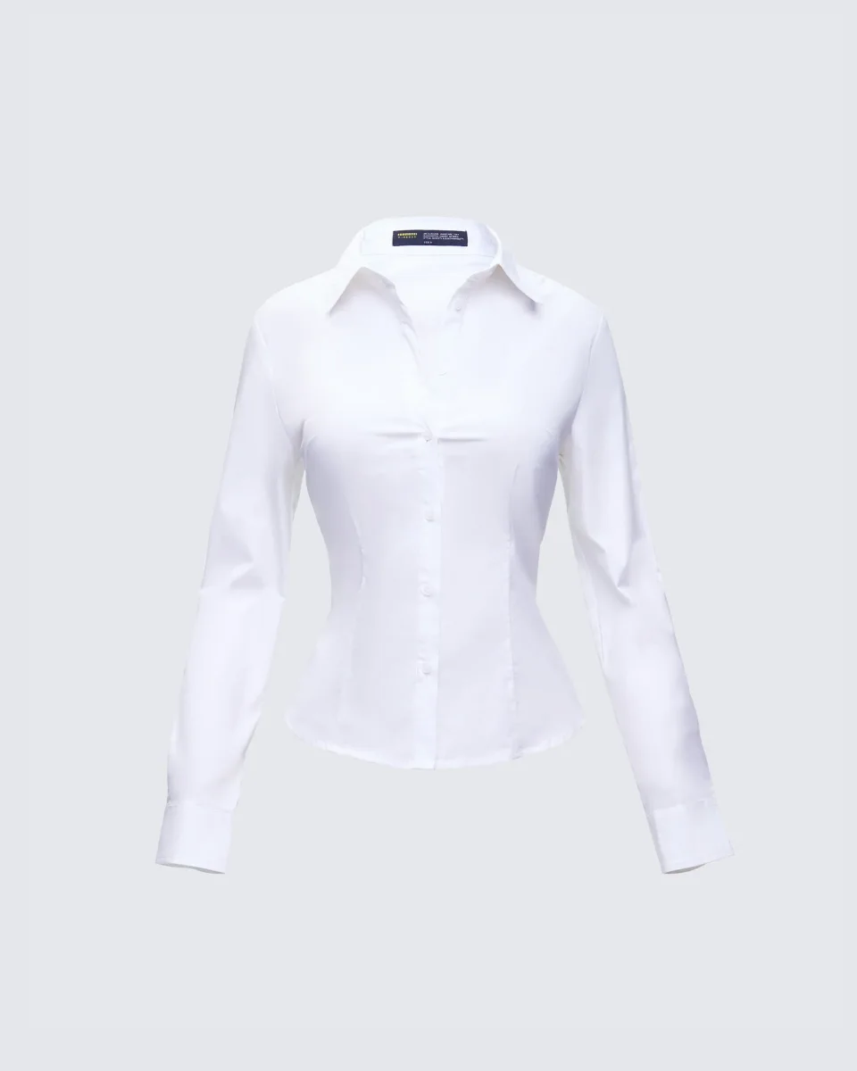 Kyra Fitted White Poplin