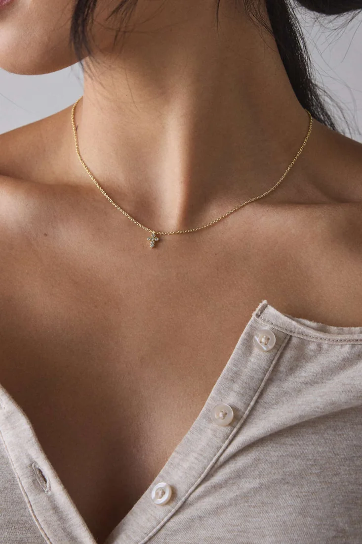 Like A Prayer Rhinestone Cross Necklace