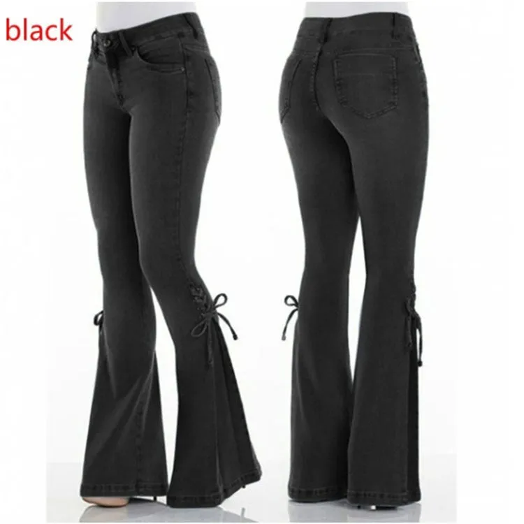 Ladies Jeans Mid-waisted Denim Trousers Stretch Jeans
