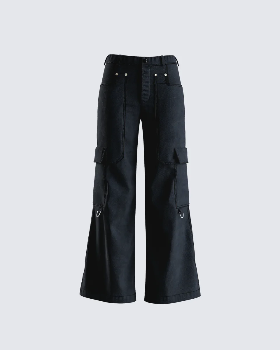 Laina Black Twill Pocket