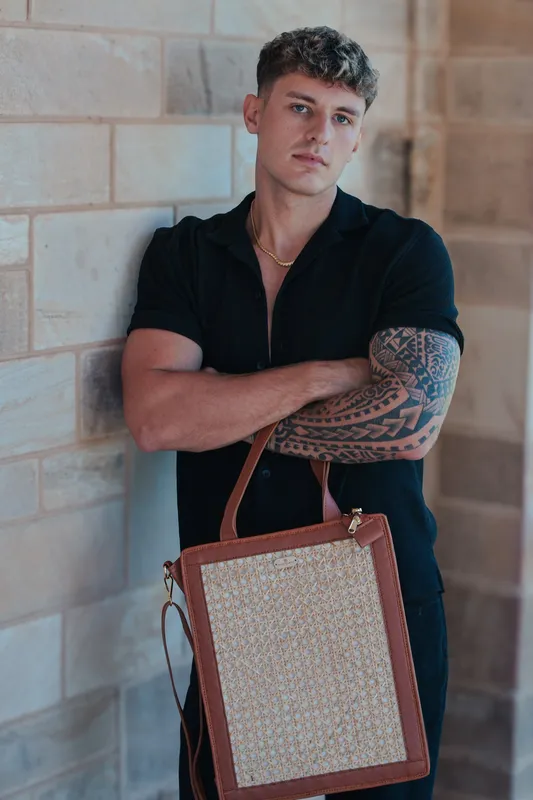 Lakbay (tan) Male Rattan Tote Bag