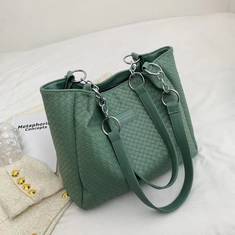 Large Woven Tote With Zipper