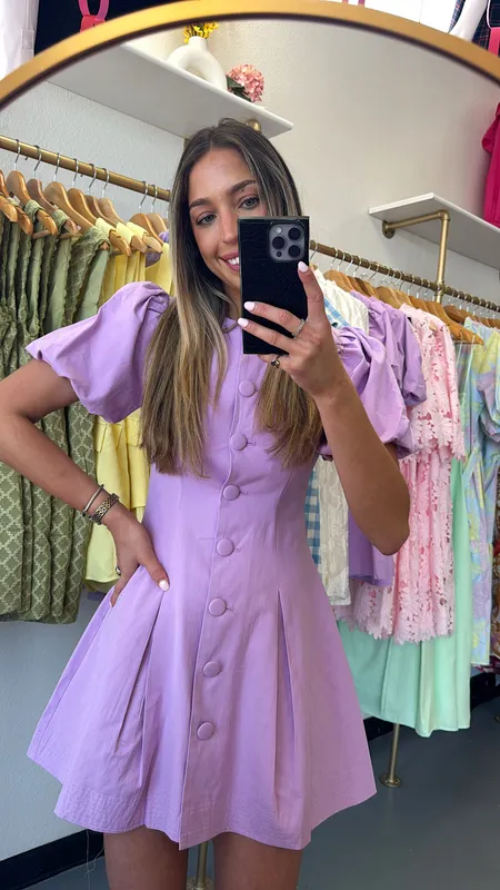 Lavender Puff Sleeve Dress