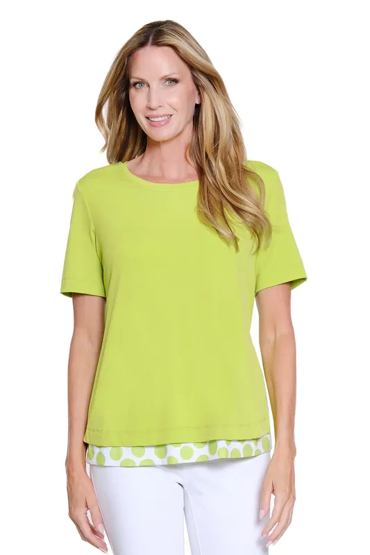 Layered Knit Top Neon Lime