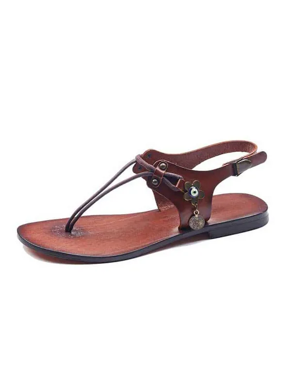 Leather Strapped Tan Sandals