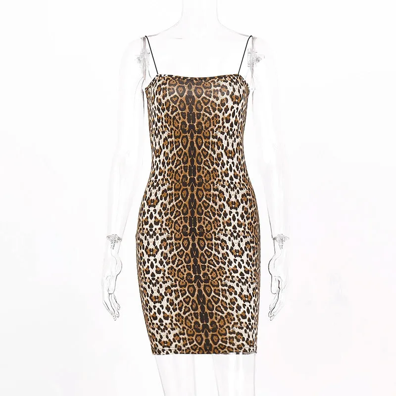 Leopard Print Slip Dress Elegant Chic ' Dress