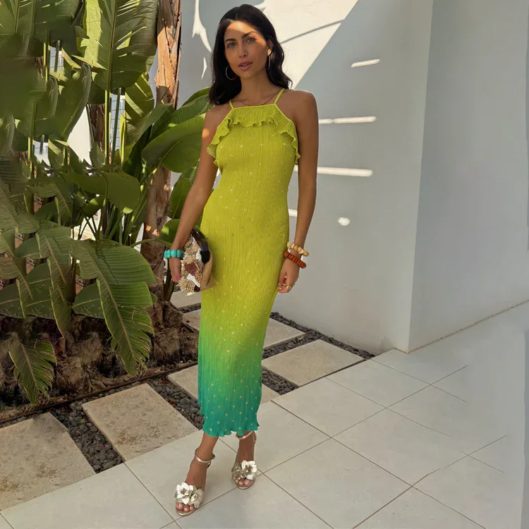 Lime Ombre Plisse Claudia