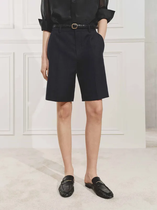 Linen Blend Bermuda Shorts