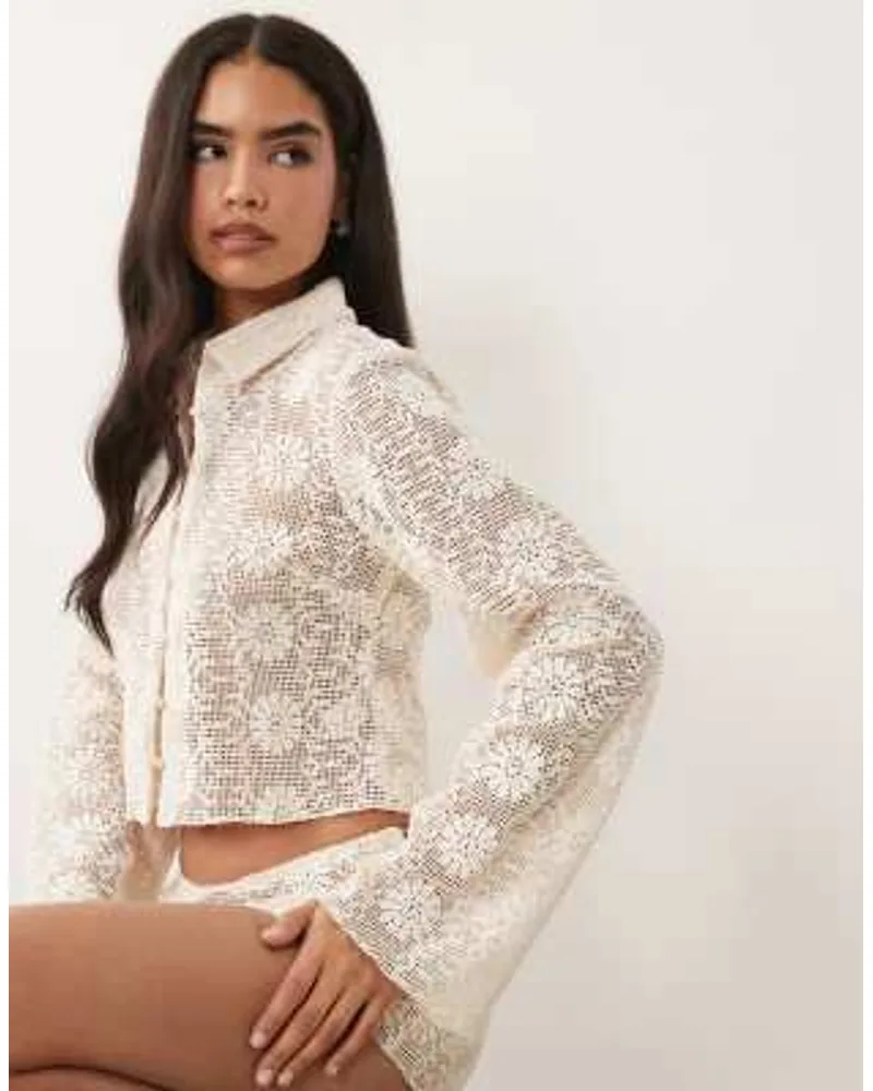 Lioness Floral Cotton Crochet Bell Sleeve Shirt