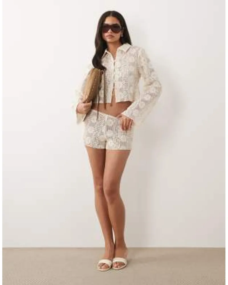 Lioness Floral Cotton Crochet Low Rise Shorts