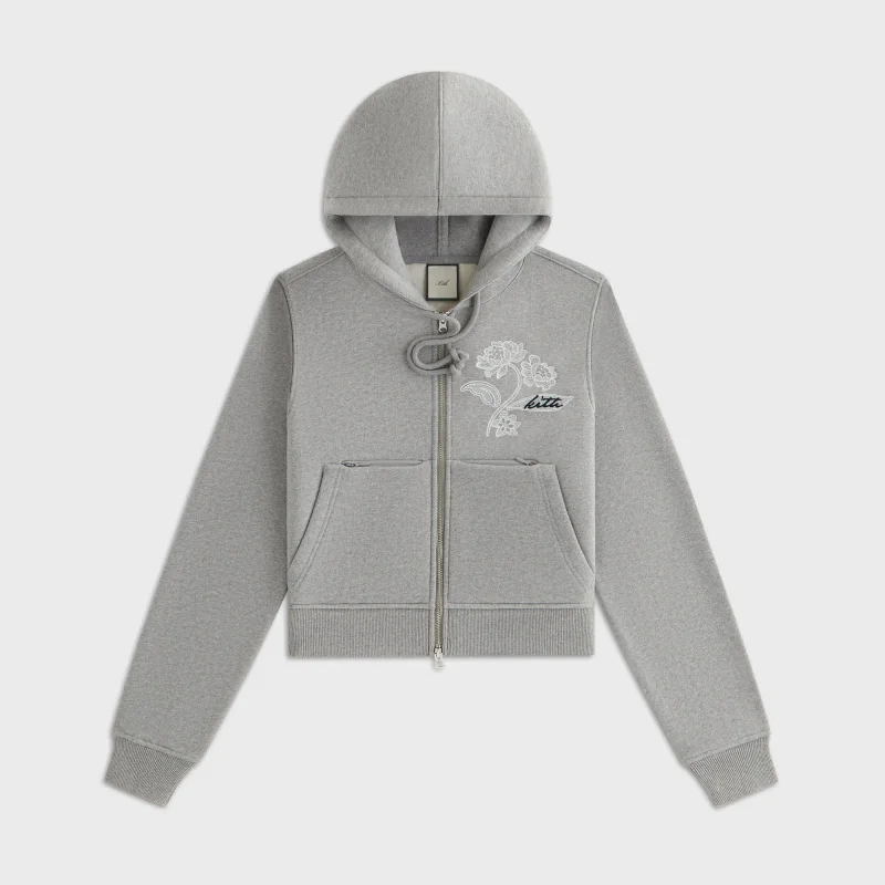 Lisa for Kith Women Tye Embroidered Lace Zip Hoodie - Cool Heather Grey