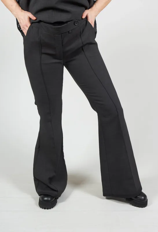 Long Wide Leg Trousers In Charcoal