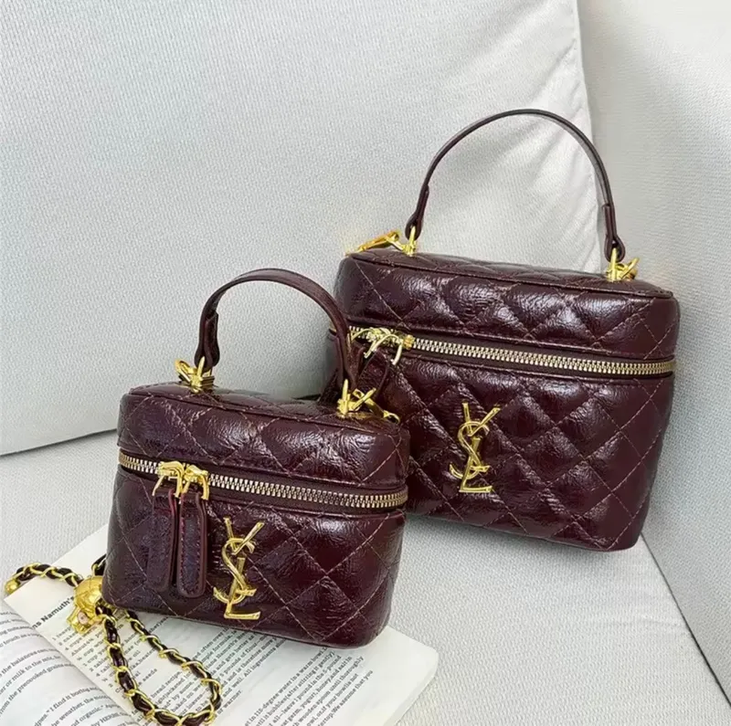 Luxury Burgundy Quilted Mini Handbag (gold