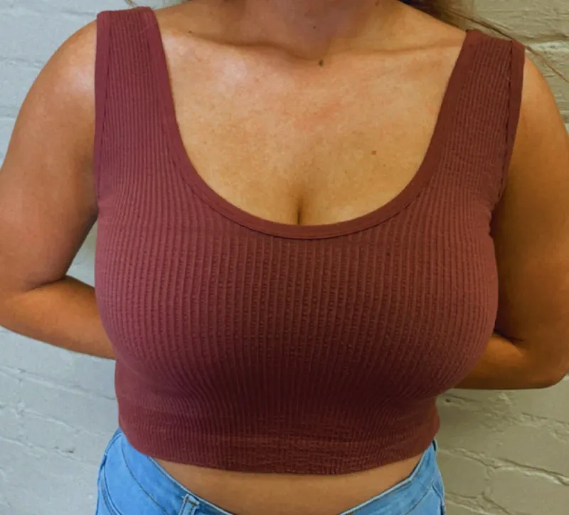 Maroon Ribbed Tank
