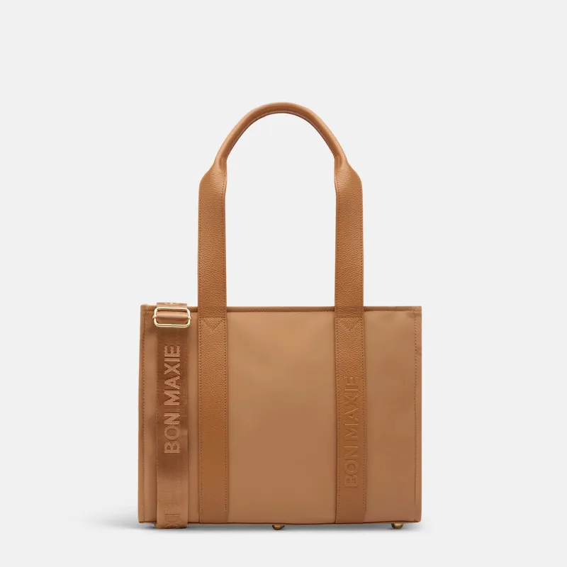 Medium Bon Vivant Structured Tote Nylon Leather Tan