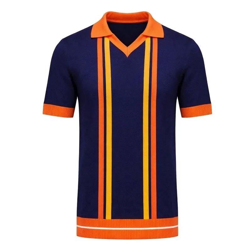 Men' Dark Blue Retro High-saturation Color-blocked